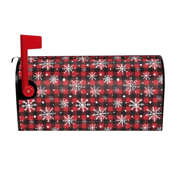 Salouo Buffalo Plaid Snowflakes for Magnetic Mailbox Covers Waterproof Post Box Cover Post Letter Box Cover Post Box Cover Home Decor for Garden/Yard /Farmhouse-21x18 in