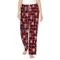 thumbnail image 1 of Salouo Buffalo Plaid Snowflakes Print Women's Pajama Pants Casual Loose Sweatpants PJs Flowy Pants Drawstring Palazzo for Women Wide Leg Pants Lounge Pajama -Small, 1 of 8