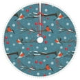 Salouo Bullfinches Branches And Balls Print Christmas Tree Skirt Tree