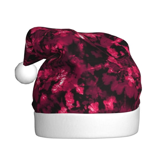Salouo Burgundy Tie Dye for Adult Christmas Hat Xmas Holiday Hat Santa Hat for Women & Men Festive Headwear Accessories Fit for Christmas/ New Year/Holiday/Party,1PC