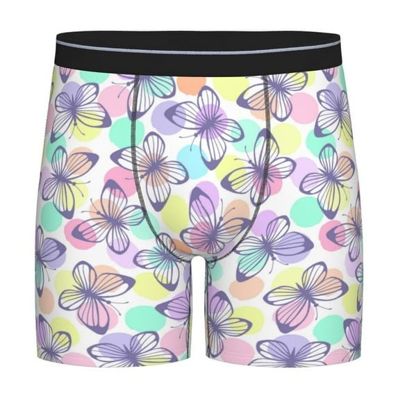 Salouo Butterflies on Polka Dots Pattern Men's Boxer Briefs, Soft & Breathable Underwear Elastic Waistband Briefs for Men,1-Pack