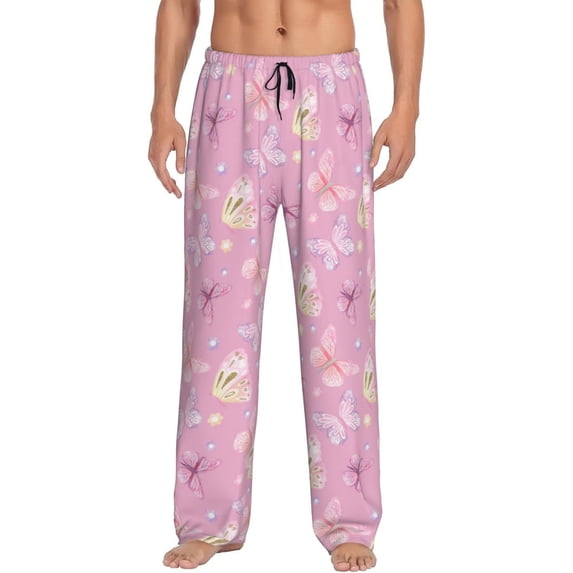 Salouo Butterfly 1 Print Pajama Pants for Men, Lounge Pants Elastic Waistband Casual Men's sleepwear Loungewear Sleep Pajama Pant -Large