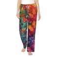 thumbnail image 1 of Salouo Butterfly Flower Cascade Print Women's Pajama Pants Casual Loose Sweatpants PJs Flowy Pants Drawstring Palazzo for Women Wide Leg Pants Lounge Pajama -Small, 1 of 8