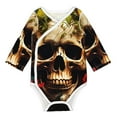 Salouo Butterfly Flower Plant Skull Print LongSleeve Bodysuits for