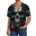 thumbnail image 1 of Salouo Butterfly Flower Skull Pattern Cuban Collar Shirts for Men Button-Down Shirt Men's Short Sleeve Shirts Hawaiian Shirts Casual Shirts -4X-Large, 1 of 6