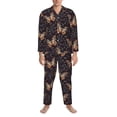 thumbnail image 1 of Salouo Butterfly1 Print Button-Front Long Sleeve Pajama Set for Men, Soft 2Pjs Men's Long Sleeve Sleepwear -Small, 1 of 7