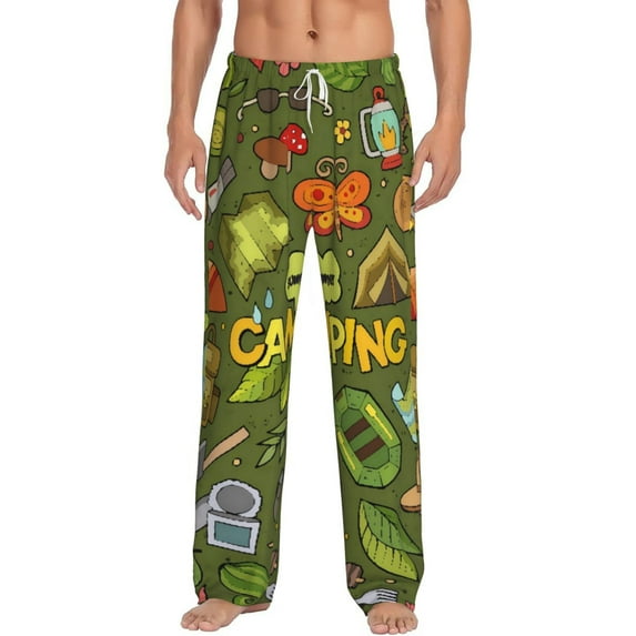 Salouo Camping 1 Print Pajama Pants for Men, Lounge Pants Elastic Waistband Casual Men's sleepwear Loungewear Sleep Pajama Pant -XX-Large