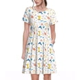 thumbnail image 1 of Salouo Carpenter tools for Women's Short Sleeve Summer Dress, Pleated Loose Swing Knee Length Dresses with Pockets, 1 of 6