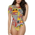 thumbnail image 1 of Salouo Cars for Women's Short Sleeve Bodysuit,Sexy Bodysuits One Piece Round Neck Bodysuit Shapewear Tummy Control-XX-Large, 1 of 7