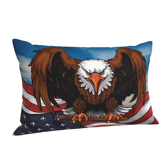 Salouo Cartoon Bald Eagle USA Pattern Pillow Cases,1PC Pillow Covers with Envelope Closure Decorative Pillow Case for Bed Couch,Pillows Not Included-14"x20"