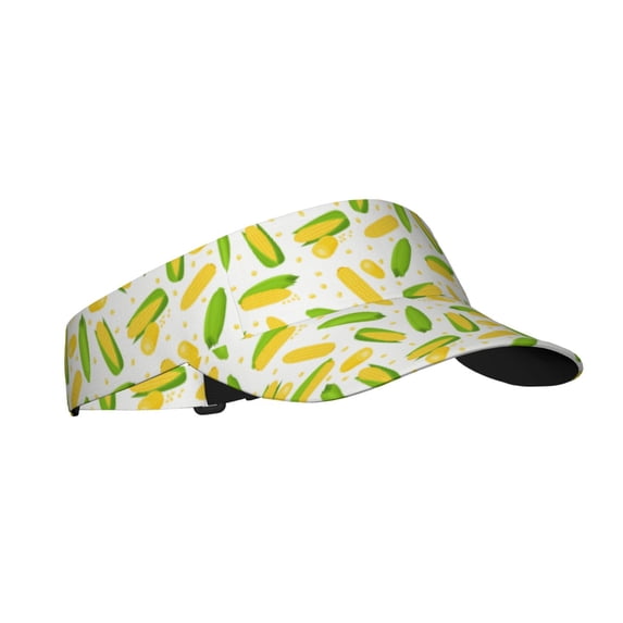 Salouo Cartoon Corn Pattern Sport Sun Visor Hats,1-Piece of Adult Sunscreen Visor Cap Adjustable Sun Hat for Outdoor Activities Fits for Women and Men (One Size)