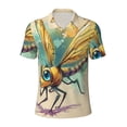 thumbnail image 1 of Salouo Cartoon Dragonfly Art for Men's Short Sleeve Polo Shirts,Polo Shirts for Men Performance Short Sleeve Golf Shirt Athletic Casual Collared T-Shirt-Large, 1 of 8