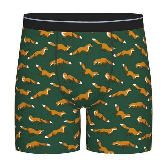 Salouo Cartoon Fox 1 Pattern Men's Boxer Briefs, Soft & Breathable Underwear Elastic Waistband Briefs for Men,1-Pack