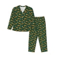 thumbnail image 1 of Salouo Cartoon Fox 1 Pattern Women's Pajamas Set Long Sleeve Button Down Sleepwear Soft Pj Lounge Sets for women 2 Piece Pjs Set with Long Pants-Medium, 1 of 7