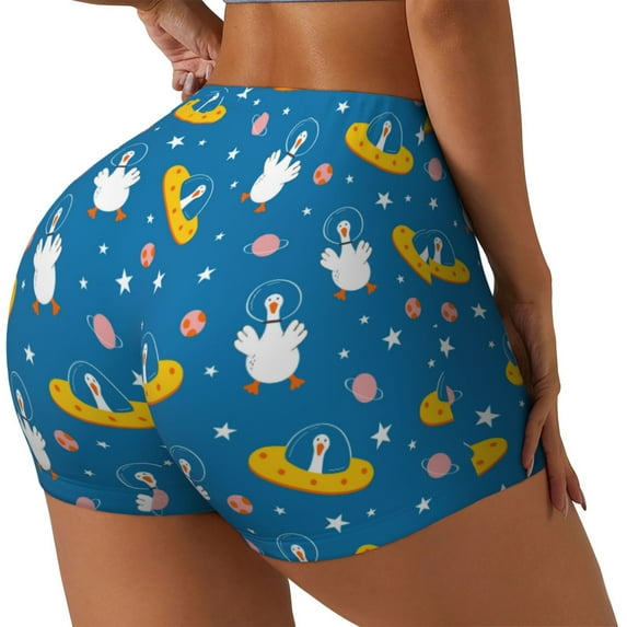 Salouo Cartoon Goose Print Women's Athletic Shorts,Booty Shorts Biker Shorts High Waisted Elastic Workout Shorts for Yoga Gym Running Sports-X-Large