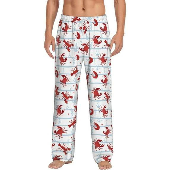 Salouo Cartoon Lobsters Print Pajama Pants for Men, Lounge Pants Elastic Waistband Casual Men's sleepwear Loungewear Sleep Pajama Pant -XX-Large
