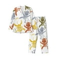 thumbnail image 1 of Salouo Cartoon Monkey Print Button-Front Long Sleeve Pajama Set for Men, Soft 2Pjs Men's Long Sleeve Sleepwear-Small, 1 of 7