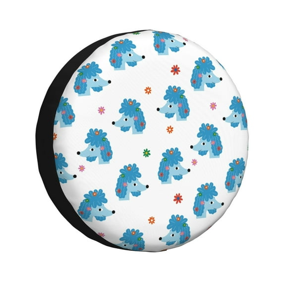 Salouo Cartoon Poodle Dog Print Spare Tire Cover 14-17 inch Spare Tire Protector Universal Tough Tire Wheel Cover for Trailer SUV and Truck-16 inch