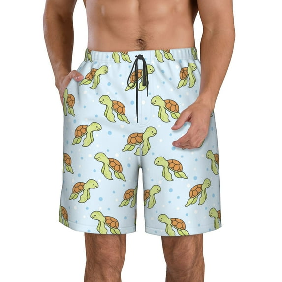 Salouo Cartoon Sea Turtle Pattern Swim Trunks for Men,Men's Hawaiian Bathing Suit Swimsuits Quick Dry Swimming Board Shorts Beach Shorts with Pockets-