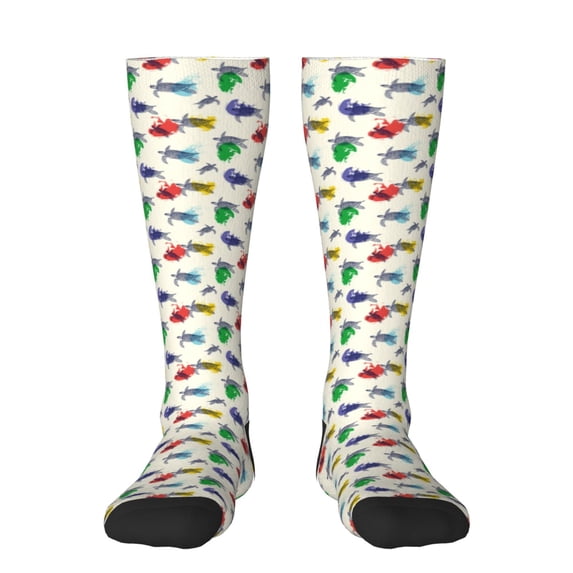 Salouo Cartoon Sea Turtle Print Women's Men's Ankle Socks 1-pack Casual Athletic Socks for Unisex Adult Moisture-Wicking Socks for Daily Wear/Running/Sport