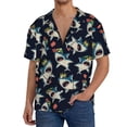thumbnail image 1 of Salouo Cartoon Sharks Pattern Cuban Collar Shirts for Men Button-Down Shirt Men's Short Sleeve Shirts Hawaiian Shirts Casual Shirts -X-Large, 1 of 6