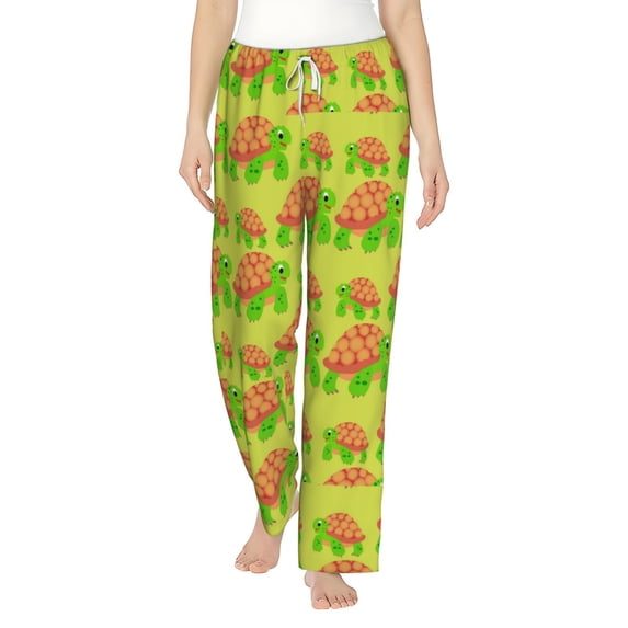 Salouo Cartoon Turtles 1 Print Women's Pajama Pants Casual Loose Sweatpants PJs Flowy Pants Drawstring Palazzo for Women Wide Leg Pants Lounge Pajama -Large