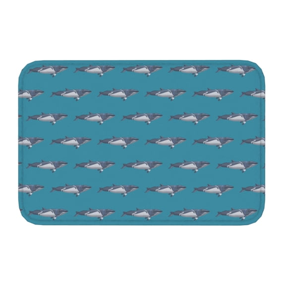 Salouo Cartoon Whale Pattern Outdoor Indoor Sturdy Doormats 16’’×24’’, Anti Fatigue Soft Flannel Thick Door Mat,Non-Slip Rectangle Rug Cushion
