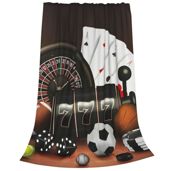 Salouo Casino And Sports Print Bed Blankets,Flannel Blanket Comfortable Air Conditioning Blanket Lightweight Blanket for Sofa Bed Travel & Couch -40"x30"