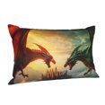 thumbnail image 1 of Salouo Castle Red Green Sky Dragon Pattern Pillow Cases,1PC Pillow Covers with Envelope Closure Decorative Pillow Case for Bed Couch,Pillows Not Included-20"x30", 1 of 6
