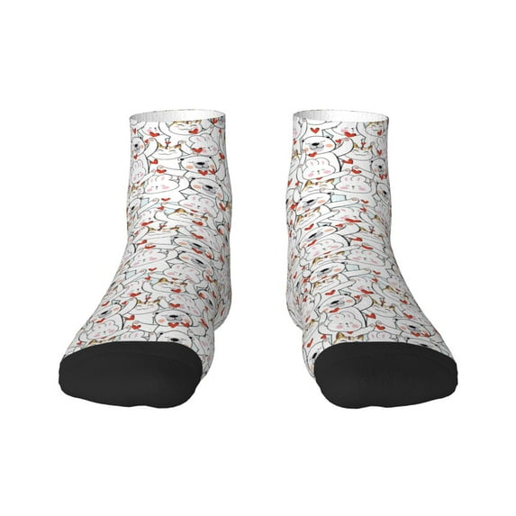 Salouo Cat Bear Rabbit Pattern Unisex Middle Tube Socks,Middle-Finger Knee High Socks Over The Calf Tube Stocking Crew Stockings for Women and Men Tube Socks