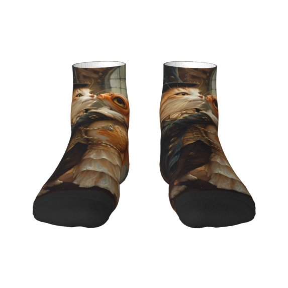 Salouo Cat Fish Dance Vintage Pattern Unisex Middle Tube Socks,Middle-Finger Knee High Socks Over The Calf Tube Stocking Crew Stockings for Women and Men Tube Socks
