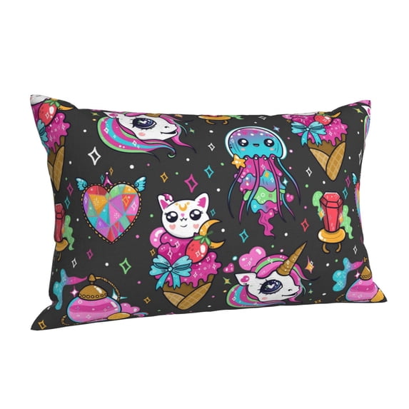 Salouo Cat Icecream Pattern Pillow Cases,1PC Pillow Covers with Envelope Closure Decorative Pillow Case for Bed Couch,Pillows Not Included-14"x20"
