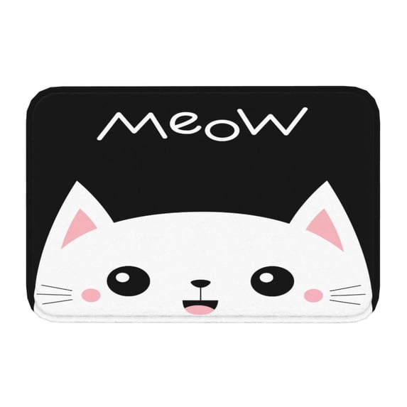Salouo Cat Meow Pattern Outdoor Indoor Sturdy Doormats 16’’×24’’, Anti Fatigue Soft Flannel Thick Door Mat,Non-Slip Rectangle Rug Cushion