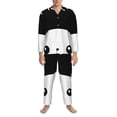 thumbnail image 1 of Salouo Cat Meow Print Button-Front Long Sleeve Pajama Set for Men, Soft 2Pjs Men's Long Sleeve Sleepwear -Small, 1 of 7