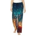 thumbnail image 1 of Salouo Celestial Stag Cosmic Glow Print Women's Pajama Pants Casual Loose Sweatpants PJs Flowy Pants Drawstring Palazzo for Women Wide Leg Pants Lounge Pajama -Large, 1 of 8
