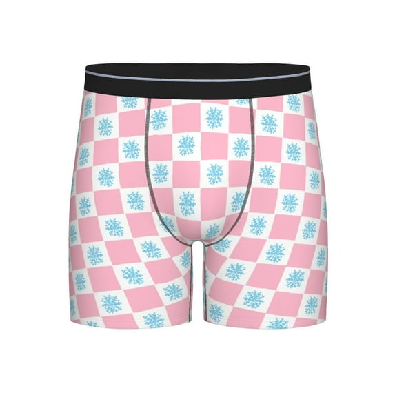 Salouo Checkerboard With Snowflake Pattern Men's Boxer Briefs, Soft & Breathable Underwear Elastic Waistband Briefs for Men,1-Pack