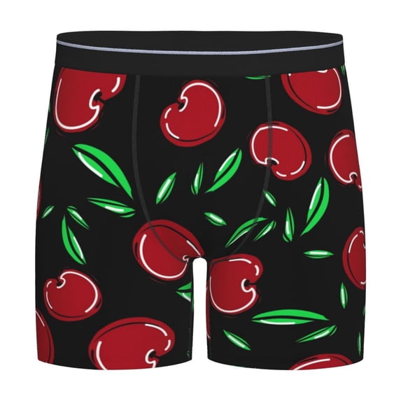 Salouo Cherry Pattern Men's Boxer Briefs, Soft & Breathable Underwear Elastic Waistband Briefs for Men,1-Pack