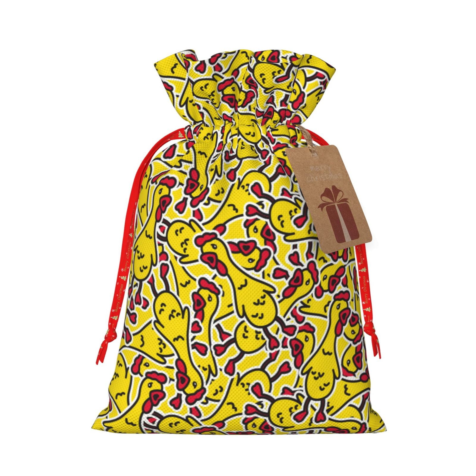 Salouo Chicken Cartoon Print Drawstring Christmas Gift Bag,Xmas Gift ...