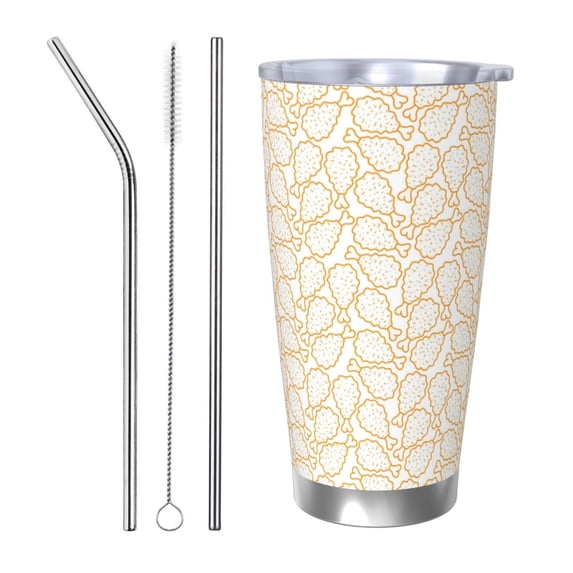 Salouo Chicken Leg Print 20oz Tumbler with Lid,Stainless Steel Vacuum Insulated Tumbler Durable Insulated Coffee Mug Thermal Cup with Splash Proof Sliding Lid-Straw Three-piece Set