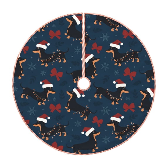 Salouo Christmas Dachshund Christmas Tree Skirt 30" Farmhouse Christmas Decorations Snowman Xmas Tree Skirt Tree Mat for Holiday Party Decor