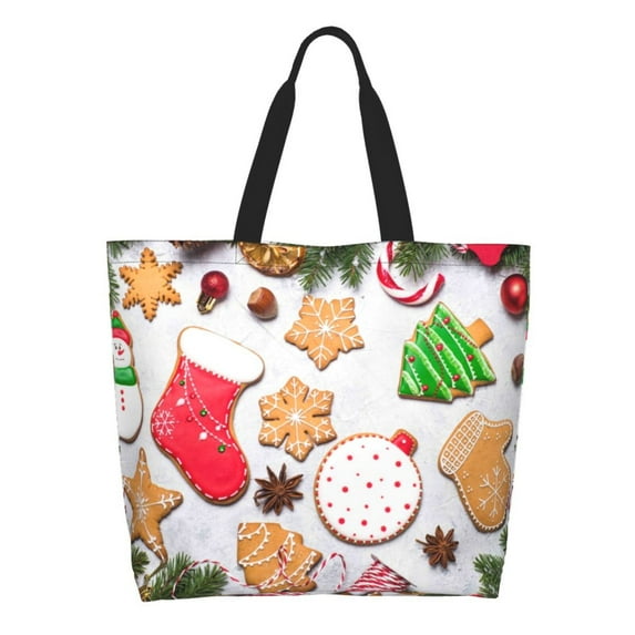 Salouo Christmas Gingerbread Cookies for Tote Bag for Women - Shoulder Shopping Bag Handbag Hobo Bags Casual Handbags Big Capacity Shopping Work Bag for Travel & Work