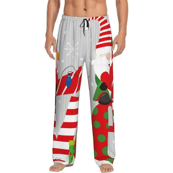 Salouo Christmas Gnome With Love Print Pajama Pants for Men, Lounge Pants Elastic Waistband Casual Men's sleepwear Loungewear Sleep Pajama Pant -Small