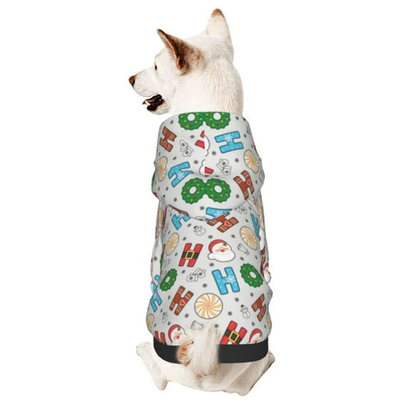 Salouo Christmas Hohoho 1 Pattern Small Dog Hoodie Sweatshirts Dog Clothes Coat Clothing Puppy Sweater Outfit Pullover Pet Winter Coat Sweater Outfit-Large