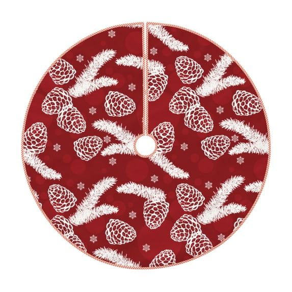 Salouo Christmas Holiday Pinecone Christmas Tree Skirt 30" Farmhouse Christmas Decorations Snowman Xmas Tree Skirt Tree Mat for Holiday Party Decor