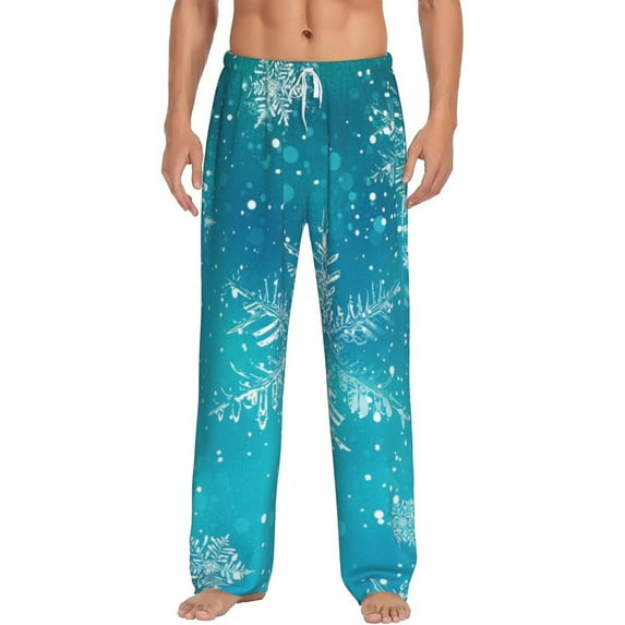 Salouo Christmas Snow Print Pajama Pants for Men, Lounge Pants Elastic Waistband Casual Men's sleepwear Loungewear Sleep Pajama Pant -XX-Large