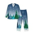 thumbnail image 1 of Salouo Christmas Trees Print Button-Front Long Sleeve Pajama Set for Men, Soft 2Pjs Men's Long Sleeve Sleepwear-Medium, 1 of 7