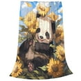 thumbnail image 1 of Salouo Clear Sky Cute Sunflower Panda Print Bed Blankets,Flannel Blanket Comfortable Air Conditioning Blanket Lightweight Blanket for Sofa Bed Travel & Couch -50"x40", 1 of 8