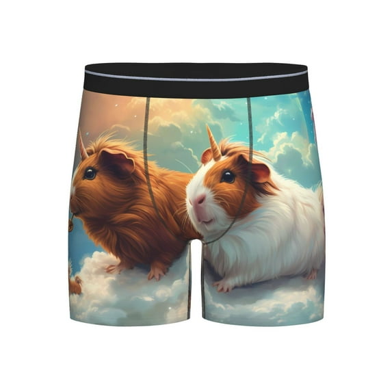 Salouo Cloud Guinea Pig Pattern Men's Boxer Briefs, Soft & Breathable Underwear Elastic Waistband Briefs for Men,1-Pack