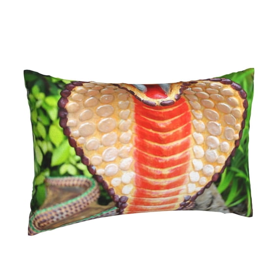 Salouo Cobra Snake Print Print Pillow Case Cover,Wrinkle-Free Bed Pillow Cover Pack of 1 Home Decor Fade-Resistant and Stain-Resistant ,Pillows Not Included -16"x24"