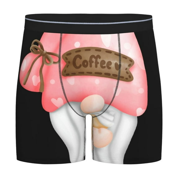 Salouo Coffee Gnome (1) Pattern Men's Boxer Briefs, Soft & Breathable Underwear Elastic Waistband Briefs for Men,1-Pack